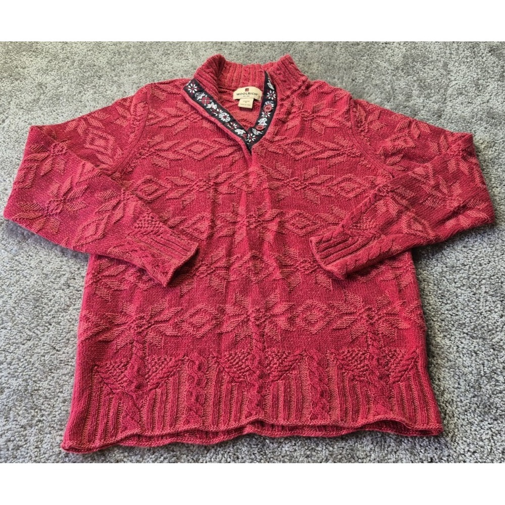 Woolrich Ruby Red Sweater Womens Medium Warm Cozy - Picture 1 of 13